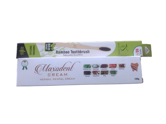 Maxodent Toothpaste + Bamboo Toothbrush - Combo Pack